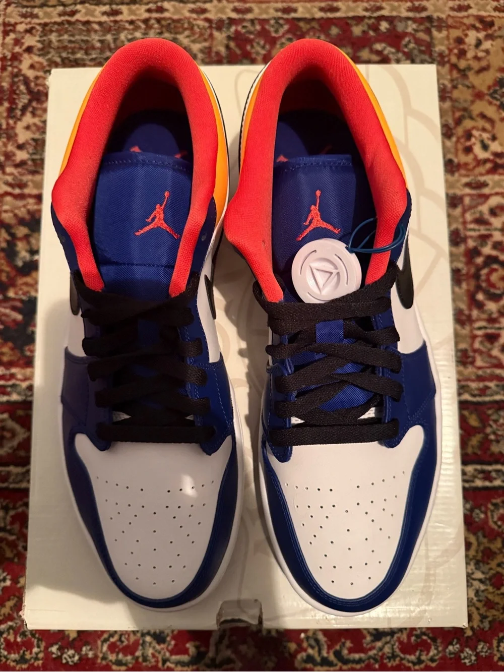 Jordan 1 Low Royal Yellow — White / Blue / Orange